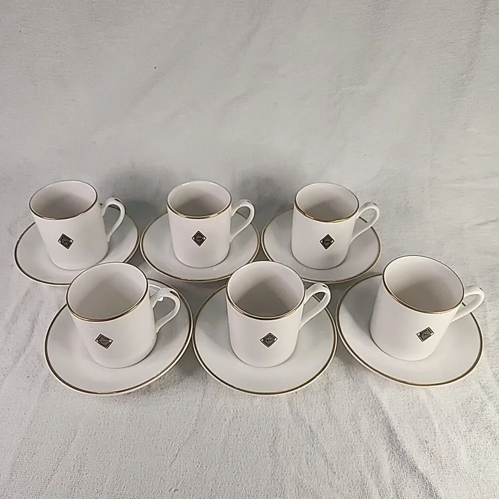 Cup & Saucer Royal Hartford Renault Argentina Bone China Set Of 6 Demitasse VTG